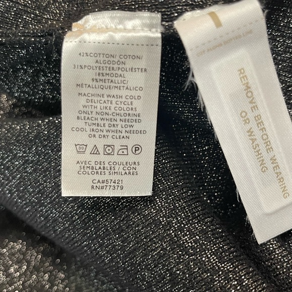 NWT Ann Taylor Shimmer Wrap Long Sleeve, Black Sz M - Picture 4 of 7